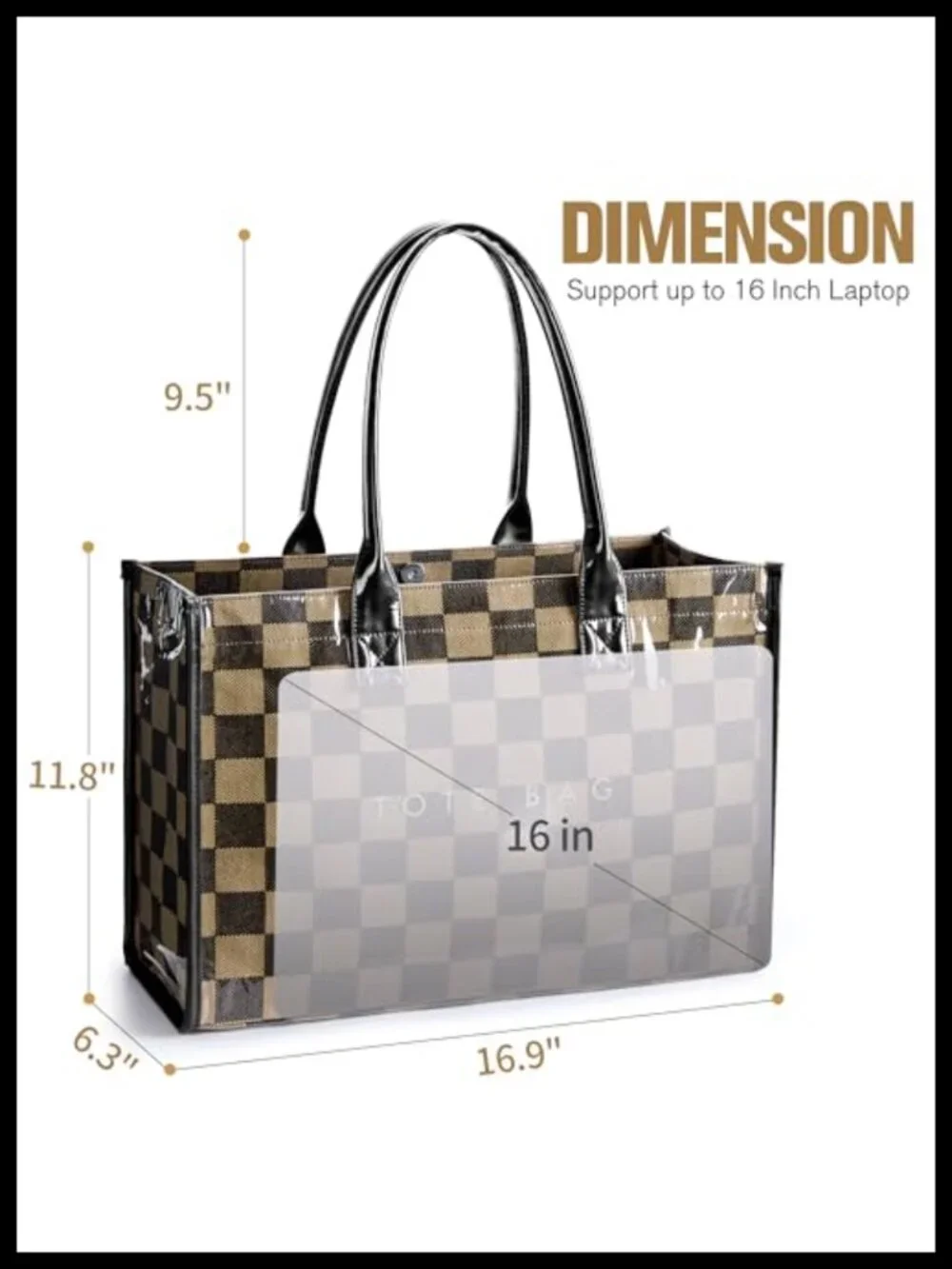 PVC Tote Bag Women's Kraft Paper Work Handbag Purses with Top Handle